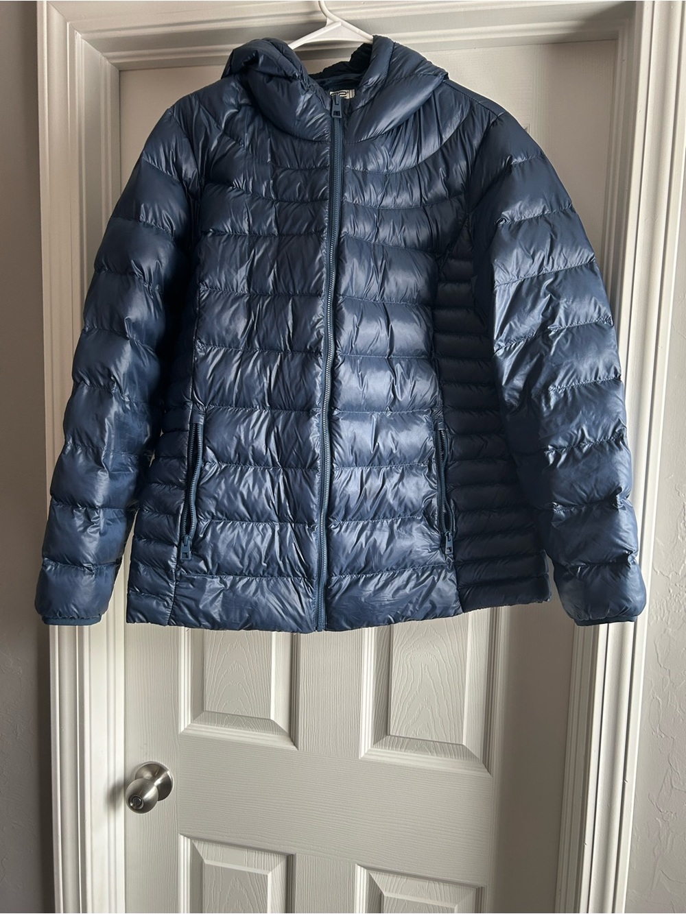 32 Degrees Navy Quilted Packable Hooded Puffer Jacket